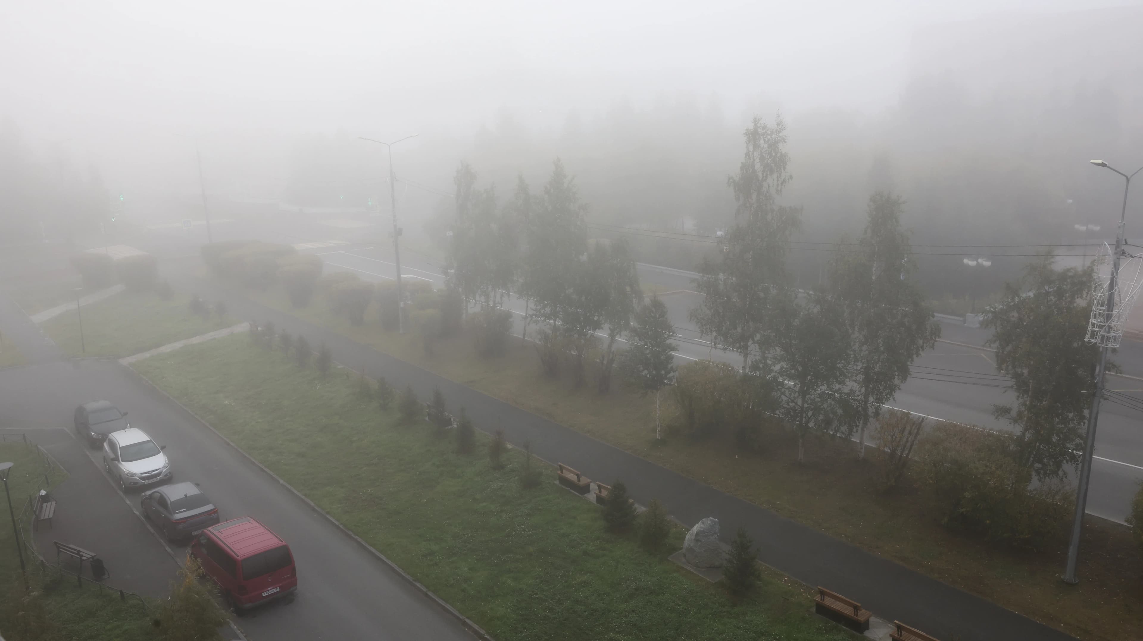 Густой туман в Салехарде